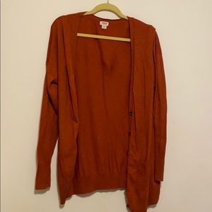burnt orange long cardigan